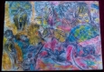 51.tableau peinture-vivre ensemble - né quelque part - dessin a pastel sur toile - 50x70cm 