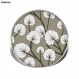 Bague argentée avec cabochon synthétique * fleurs du japon sur fond gris * 