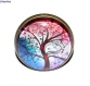 Bague bronze avec cabochon en verre * arbre sur fond multicolore * 