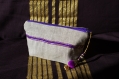 Pochette en lin et son ruban indien violet 
