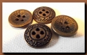 5 boutons métal bronze * 15 mm 4 trous * button lot 1,5 cm 