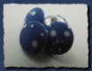8 boutons bleu à points blancs * 14 mm à queue 1,4 cm blue button mercerie 
