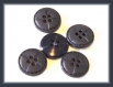 6 boutons noir mat avec décor 14 mm * 2 trous * 1,4 cm black button 
