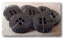 6 boutons noir brillant avec décor 18 mm * 2 trous * 1,8 cm black button 