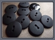 Lot 8 boutons noir mat * 19 mm * 2 trous * 1,9 cm * black button 