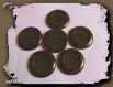 Lot 5 boutons marron brun neufs * 28 mm 2,80 cm * 4 trous brown black button 