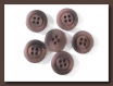 6 boutons brun noir mat * 18 mm * 4 trous * 1,8 cm brown button mercerie 