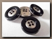 4 boutons noir et argenté * 23 mm 2,3 cm * 4 trous * button sewing métal neuf 