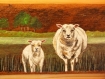 Moutons peints sur bois - (planches recyclées)