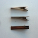 Lot de 3 supports de barrette en métal argenté longueur 3.5 cm x 0,5 cm. 