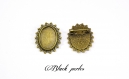 Support cabochon broche ovale 25x18mm, bronze antique x1- 261 