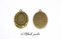 Support cabochon pendentif ovale 25x18mm, bronze antique x1- 426 
