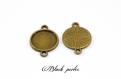 Support cabochon pendentif connecteur rond 12mm, bronze antique x2- 343 