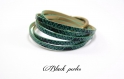 Lanière de cuir plat 5mm, verte effet serpent, vendu par 20cm-5l11 
