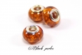 Perle style pandora, avec petits losanges, en acrylique, couleur ambre - a6 