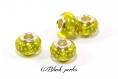 Perle style pandora avec petits losanges, en acrylique, jaune - a9 