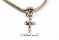 Perle style pandora pendentif charm croix catholique- p34 