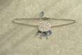 Bracelets de cheville " en argent rhodié, goutte en cristal de swarovski bleu 