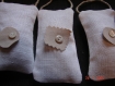 Lot de 5 sachets de lavande faits main en lin chanvre de récupération 10cmx5cm bio 