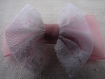 1 barrette à cheveux en ruban rose et dentelle en forme de noeud papillon 7,5cm 