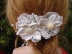Barrette à cheveux pour mariage ou ? blanche dentelle tissu blanc perles coiffure cérémonie 
