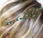 Headband ,bijoux de tête, accessoire graphique, losange , perle cristal bleu et transparente 
