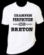 Tee-shirt humoristique imprimé "champion, perfection, breton' 