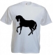 Tee-shirt homme, blanc, manches courtes, imprimé "silhouette de cheval" 