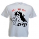 Tee-shirt blanc homme manches courtes 100 % coton, imprimé "cheval comique" 