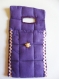 Etui porte-chargeur de téléphone portable en coton matelassé violet