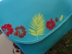 * sac bandouliere m enfant fille simili cuir turquoise fleurs exotique inspiré de vaiana ou oum le dauphin 