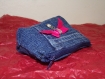 Porte monnaie en jean + petit noeud rose avec strass 
