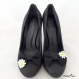 Clips chaussure noeud noir et fleur en dentelle
