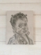 Tableau peinture portrait fillette africaine toile originale 41 x 33 cm