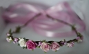 Couronne de fleurs cheveux rose et blanche