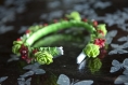 Serre-tête floral vert et rouge idée cadeau noël