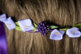 Couronne de fleurs cheveux en mousse sur ruban de satin