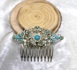 Accessoires cheveux, peigne décoratif esprit bohème, turquoise bronze