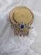 Peigne décoratif douceur doré bleu en céramique et strass cristal