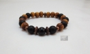 Bracelet homme pierres naturelles gemme agate noire et perles bois
