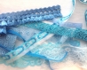 Bleu dentelle et garniture assortiment pour l’artisanat, junk journal d’approvisionnement, assortis embellissements de dentelle, couture d’approvisionnement