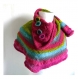 Echarpe / cheche laine tricoté main rose, verts anis menthe, gris