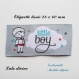 Etiquette tissée  - little boy -  28 x 60 mm, grise nuage petit garçon