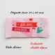 Etiquette tissée  - fait avec amour -  28 x 60 mm, rose cœur