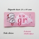 Etiquette tissée  - little girl -  28 x 60 mm, rose nuage petite fille