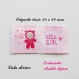 Etiquette tissée  - little girl -  28 x 60 mm, rose bulle poupée