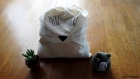 Sac pochon meow, tête de chat. sac de rangement en coton, cousu et peint à la main