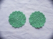 Lot 2 napperons dessous de verre crochet (modèle 16) 8 cm vert tendre