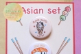 Badge fait main - set asian de 3 badges, stickers boba et dango, illustration japon kawaii, cadeau noël original