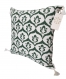 Housse de coussin ottoman style ikat blanc / jade - 50 x 50-coussin décoratif pour cadeau-couverture d’oreiller-coussin décoration cocooning